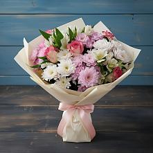 Букет цветов из:  Хризантемы, Альстромерии и Розы в Советской Гавани