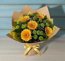 Букет цветов из:  Герберы и Хризантемы #REPLACE_PRED# Советской Гавани