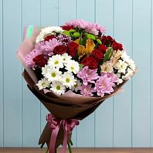 Букет цветов из:  Розы, Хризантемы и Альстромерии #REPLACE_PRED# Советской Гавани